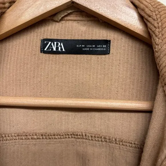 ZARA Tan Corduroy Button-Up Jacket — Women’s Size M - Picture 4 of 7